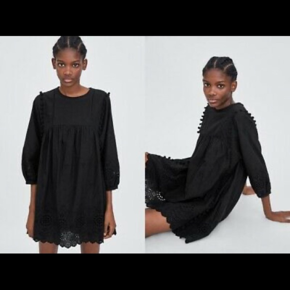 Zara black eyelet romantic romper dress
